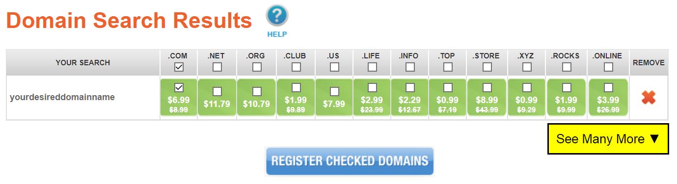 Domain Search Results